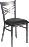 Metal Restaurant Chair - Black Vinyl Seat
