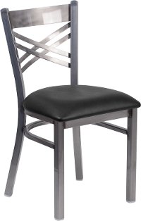 Metal Restaurant Chair - Black Vinyl Seat