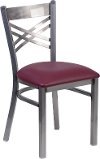 Metal Restaurant Chair - Burgundy Vinyl Seat