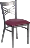 Metal Restaurant Chair - Burgundy Vinyl Seat
