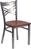 Metal Restaurant Chair - Cherry Wood Seat