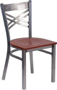 Metal Restaurant Chair - Cherry Wood Seat