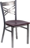 Metal Restaurant Chair - Mahogany Wood Seat