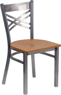 Metal Restaurant Chair - Natural Wood Seat