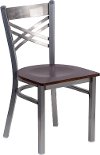Metal Restaurant Chair - Walnut Wood Seat
