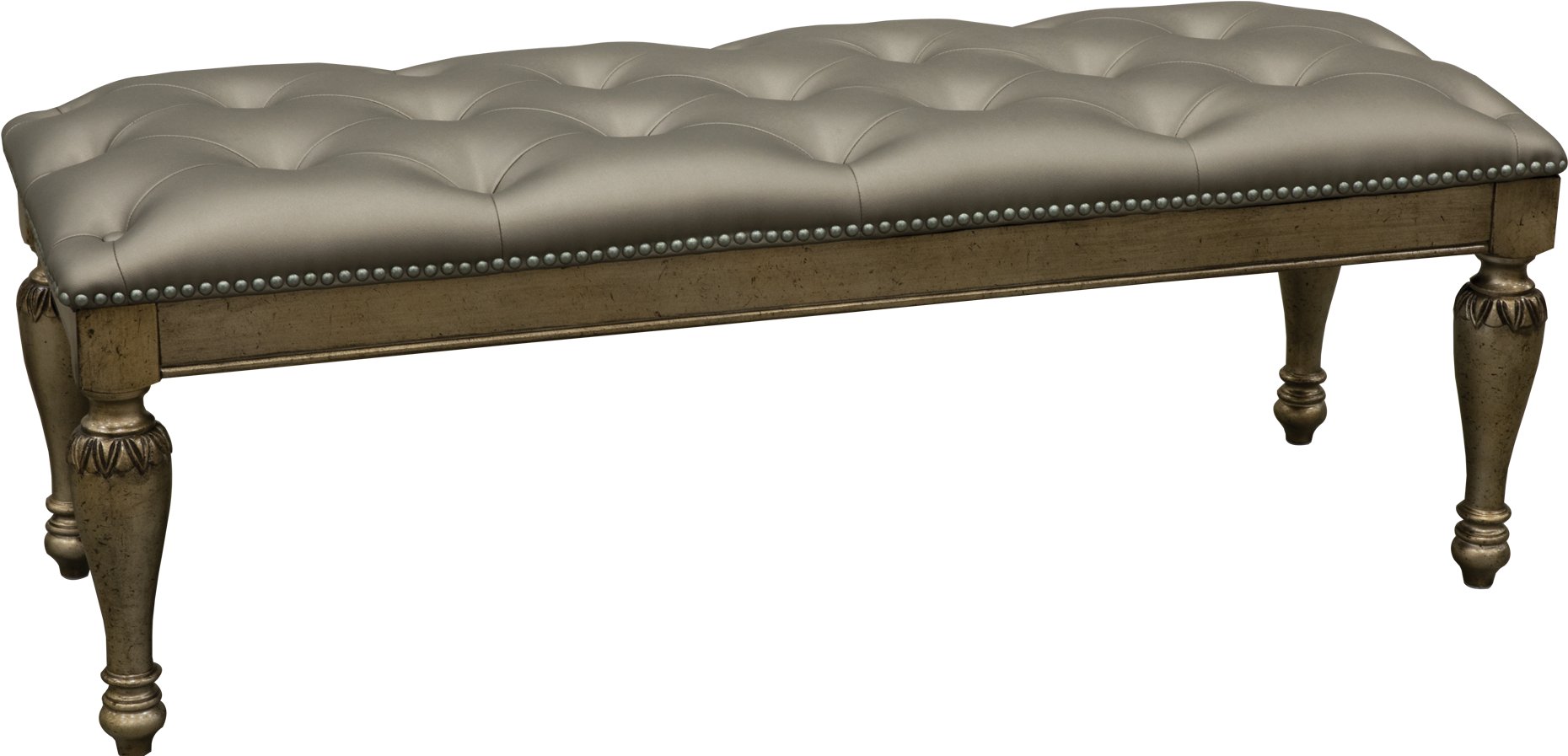 Traditional Platinum Gold Upholstered Bench - Seville-1