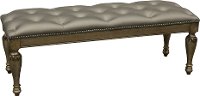 Traditional Platinum Gold Upholstered Bench - Seville