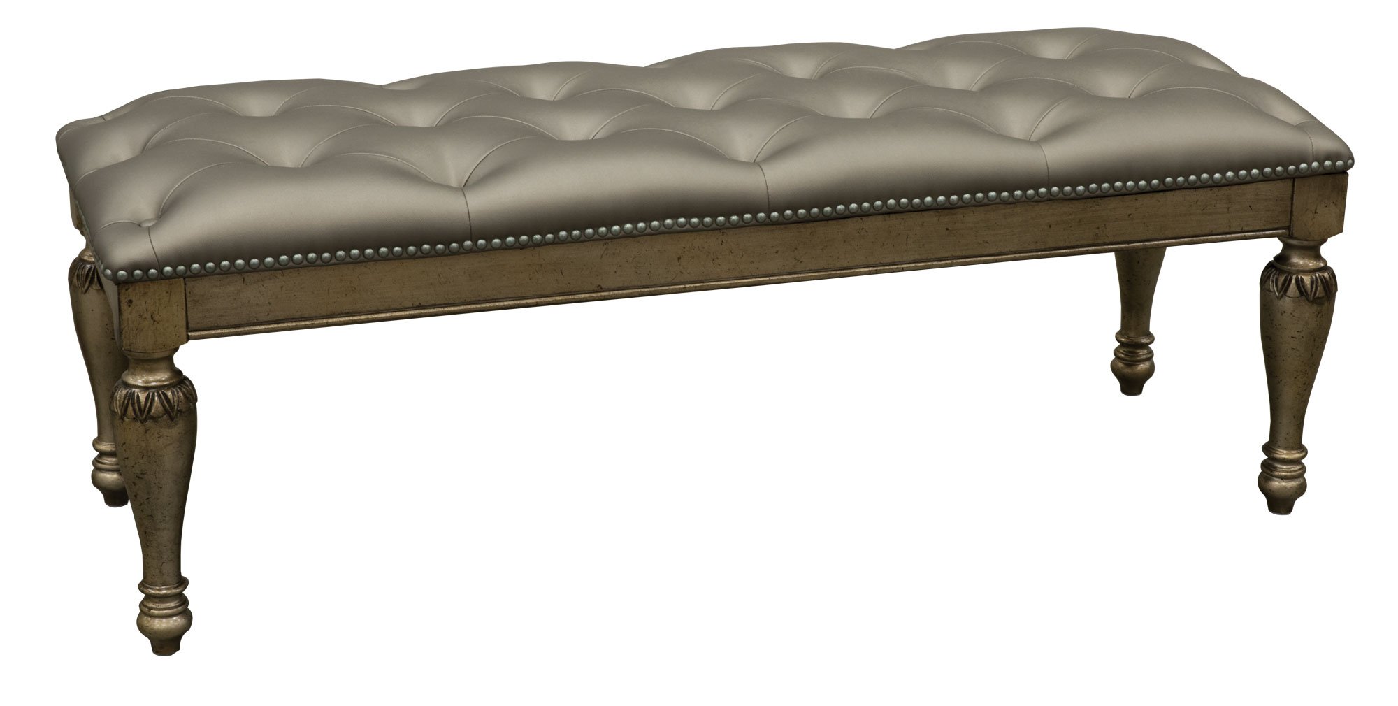 Traditional Platinum Gold Upholstered Bench - Seville-2