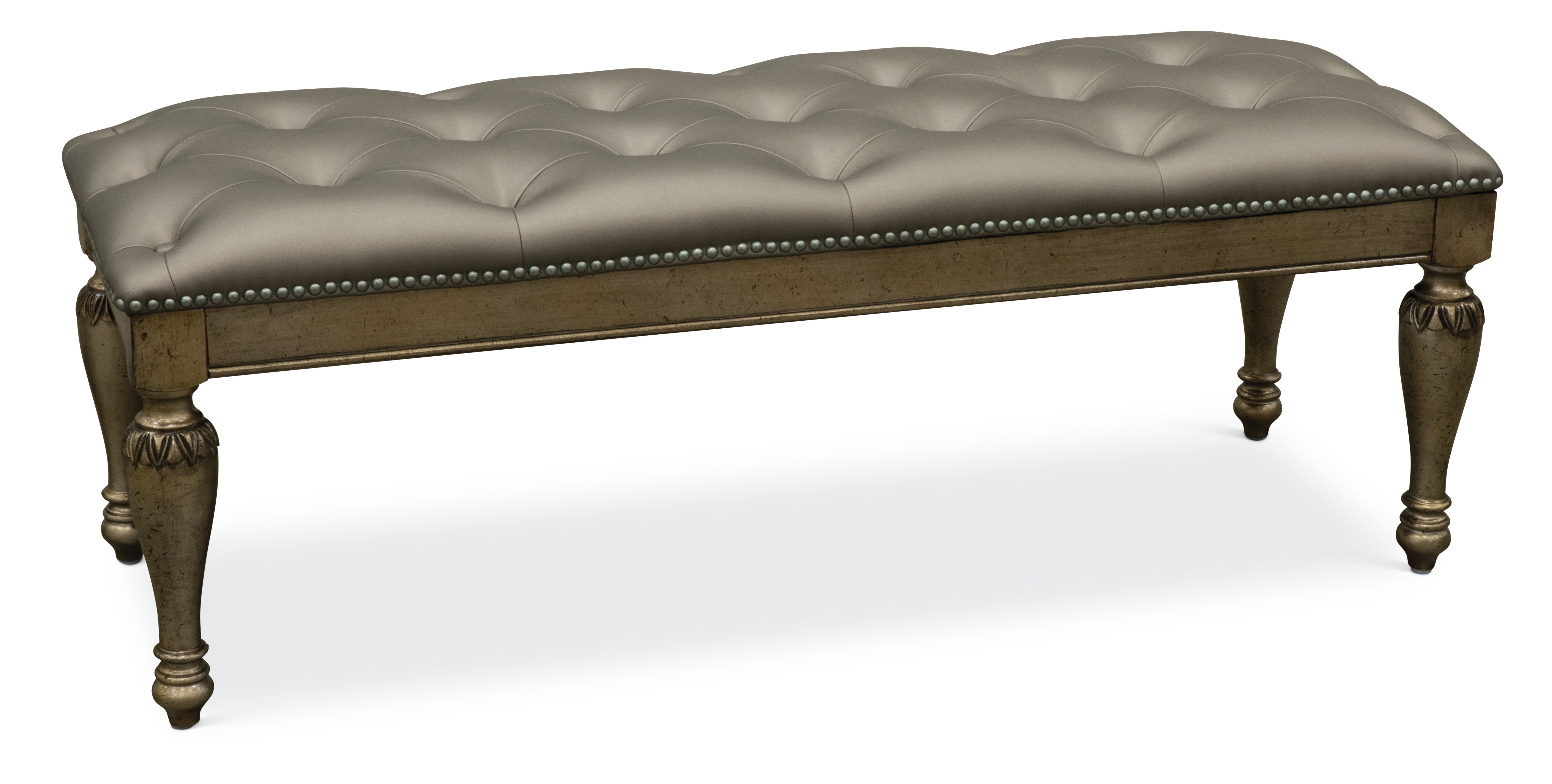Traditional Platinum Gold Upholstered Bench - Seville-3