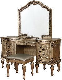 Traditional Platinum Gold 3 Piece Vanity Set - Seville