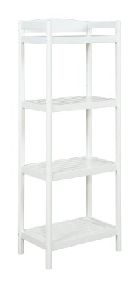 Adjustable White Wooden Tall Bookcase / Media Tower - Exmore