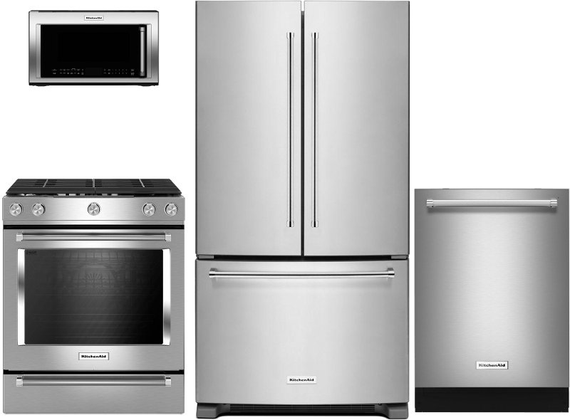 KitchenAid 4 Piece Kitchen Appliance Package with Gas ...