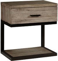 Industrial Modern Pine & Metal Nightstand - Edgewood