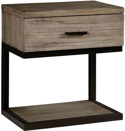 Industrial Modern Pine & Metal Nightstand - Edgewood