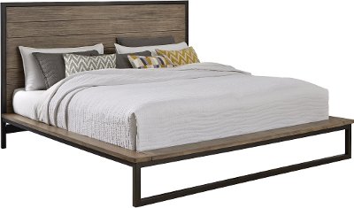 Industrial Modern Pine & Metal Queen Platform Bed - Edgewood