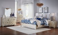 Contemporary Silver Satin 6 Piece Queen Bedroom Set - Divine