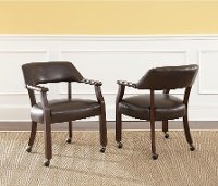 Dark Brown Dining Arm Chair with Casters - Morris