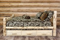 MWSBFV Rustic Clear Lacquered Log Full Size Storage Bed - Montana