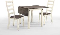White and Charcoal Brown 3 Piece Drop Leaf Dining Set - Glennwood