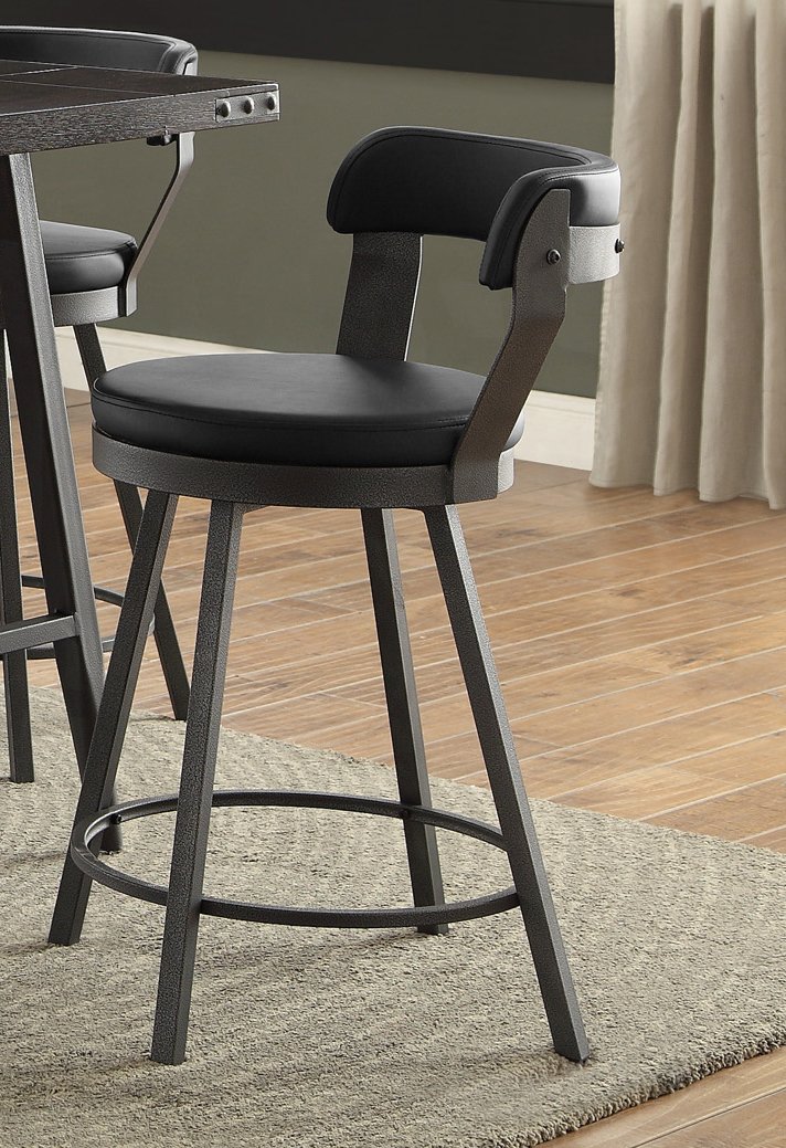 Appert Matte Black Modern Swivel Counter Height Stool-2