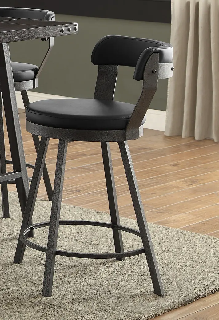 Appert Matte Black Modern Swivel Counter Height Stool-2