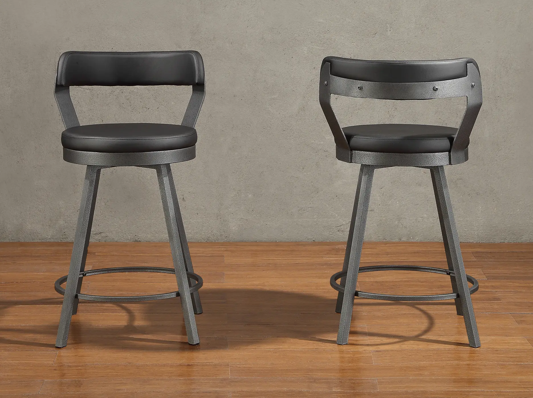 Appert Matte Black Modern Swivel Counter Height Stool-3
