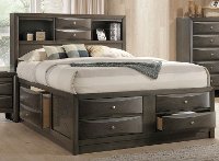 Contemporary Gray Queen Storage Bed - Emily