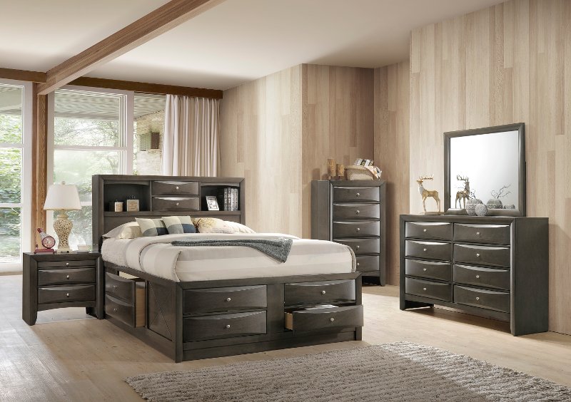 contemporary gray 4 piece king bedroom set - emily