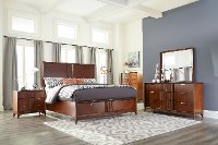 Brown Cherry Mid-Century Modern 6 Piece Queen Bedroom Set - Simply Urban
