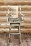 MWBSWSCASVWILD Swivel Captain's Barstool w/Back Upholstered Seat, Wildlife Pattern- Montana