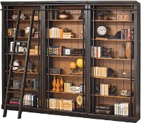 4 Piece Two Tone Brown Bookcase Wall - Toulouse
