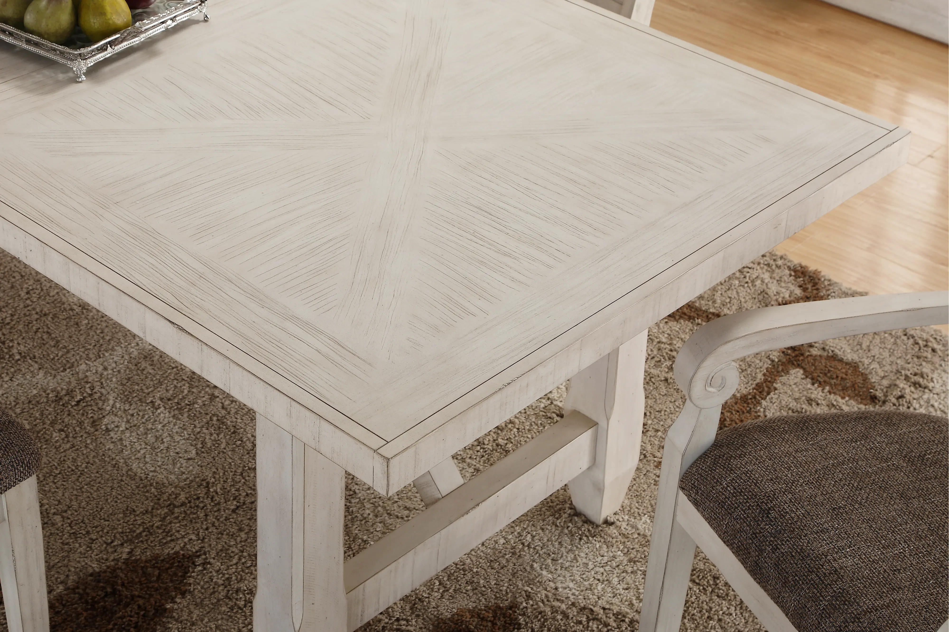 Brushed White Trestle Style Dining Table - Scottsdale-2