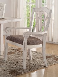 Brushed White Lattice Back Dining Arm Chair - Scottsdale Collection