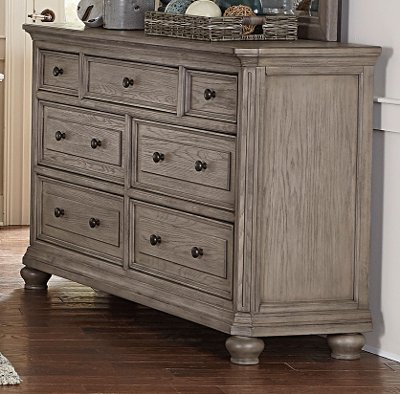 Traditional Gray Oak Dresser - Lavonia