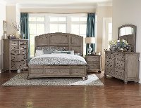 Traditional Gray Oak 6 Piece Queen Bedroom Set - Lavonia