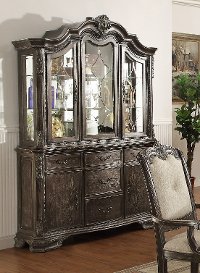 Washed Gray Old World China Hutch - Kiera Collection