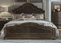 Traditional Chestnut Brown Queen Size Bed - Valley Springs