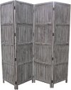 Distressed Gray Wooden Reversible 4 Panel Screen Room Divider