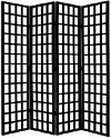 Clearance Black 4 Panel Wooden Floor Screen Room Divider