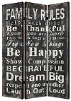 Black and White Reversible 3 Panel Family Rules Screen Room Divider