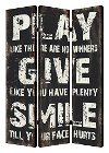 Black and White Reversible 3 Panel Family Rules Screen Room Divider-2
