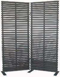 Black 2 Panel Wood and Aluminum Screen Room Divider