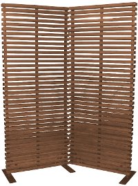 Brown Wood and Aluminum 2 Panel Screen Room Divider