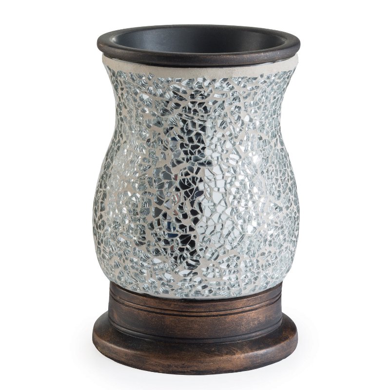 Silver Glass Mosaic Reflection Illumination Fragrance Warmer Candle Warmers Rc Willey Furniture - Hearthstone Fireplace Illumination Fragrance Warmer