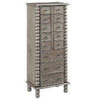 Gray Wash Spindle Jewelry Armoire