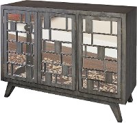 Driftwood 3 Door Mirrored Mid Mode Console Cabinet
