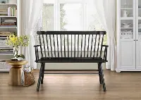 Black Spindle Back Bench with Armrests
