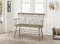 Gray Spindle Back Bench with Armrests