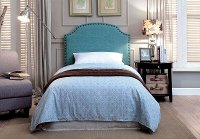 IDF-7880BL-HB-T Blue Classic Upholstered Twin Headboard - Mira