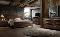 Modern Rustic Brown 4 Piece Queen Bedroom Set - Forge